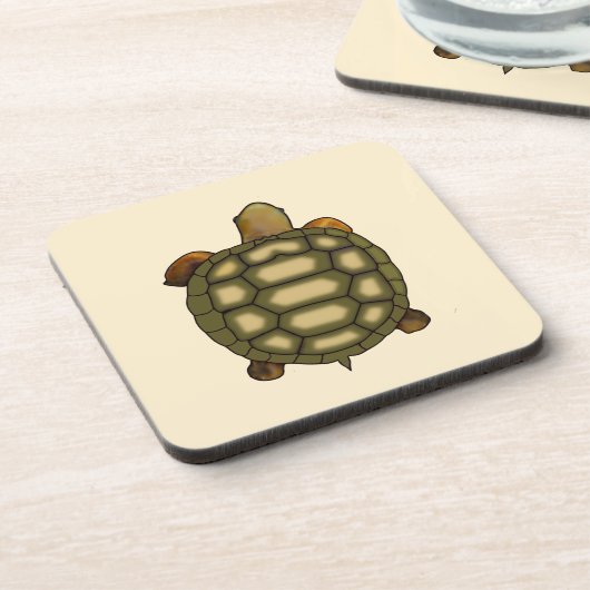 Schöne Turtle auf Light Champagne Beige Getränkeuntersetzer (Linke Seite)