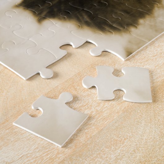 Schöne Tuxedo Katze mit Rote Rose auf Sepia Puzzle (Seite)