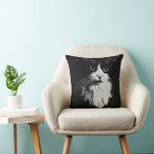 Schöne Tuxedo Katze Schwarz und Weiß Art Print. Kissen (Stuhl )