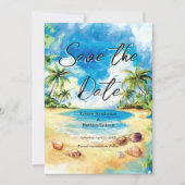 Schöne Typografie Beach Wedding Save The Date (Vorderseite)