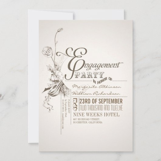 schöne Typografie-Engagement Partei Einladungen (Vorderseite)