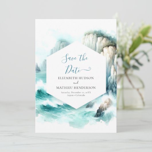 Schöne Typografie-Hochzeit Save The Date (Stehend Vorderseite)