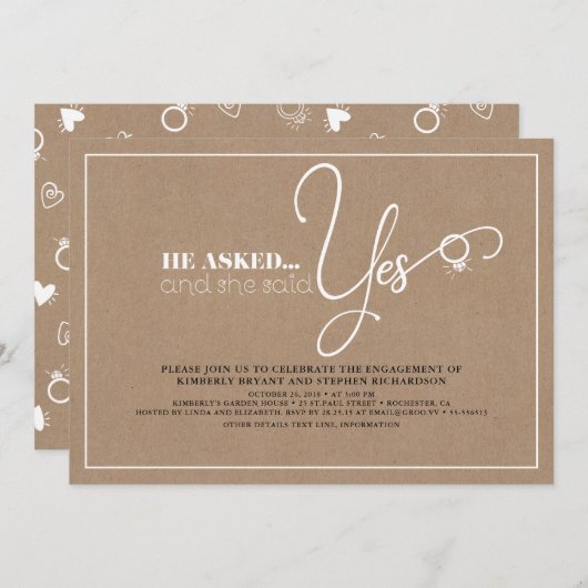 Schöne Typografie Niedlich Moderne Engagement Part Einladung (Vorne/Hinten)