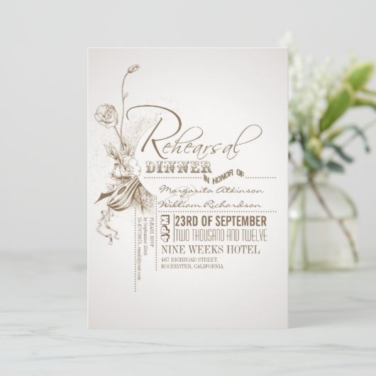 schöne Typografie Probe Dinner Einladungen (Stehend Vorderseite)