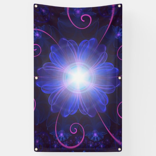 Schöne ultraviolette Fraktalnightshade-Blume Banner (Vertikal)