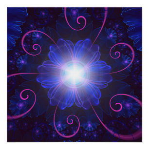 Schöne ultraviolette Fraktalnightshade-Blume Poster