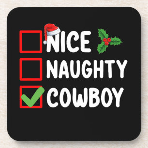 Schöne Unartige Cowboy-Weihnachtsliste Feiertag Getränkeuntersetzer