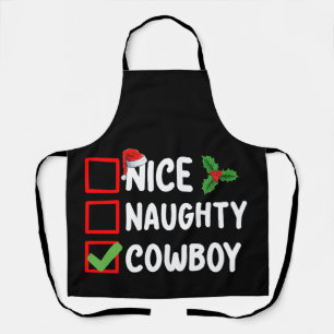 Schöne Unartige Cowboy-Weihnachtsliste Feiertag Schürze