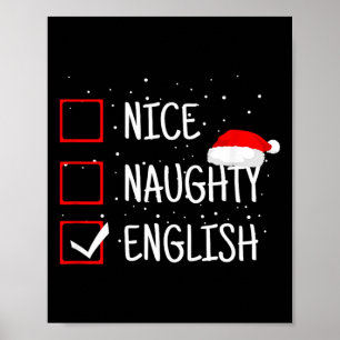 Schöne Unartige Englische Weihnachts-Checkliste Lu Poster