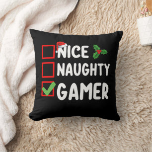 Schöne unartige Gamer-Weihnachtsliste Gaming Santa Kissen