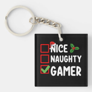 Schöne Unartige Gamer-Weihnachtsliste Gaming Santa Schlüsselanhänger