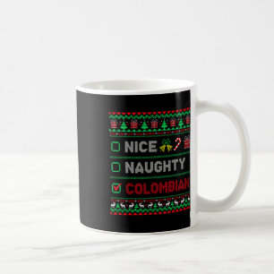 Schöne unartige kolumbianische Weihnachts-Checklis Kaffeetasse