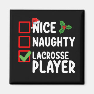 Schöne unartige Lacrosse-Spieler-Weihnachtsliste Magnet