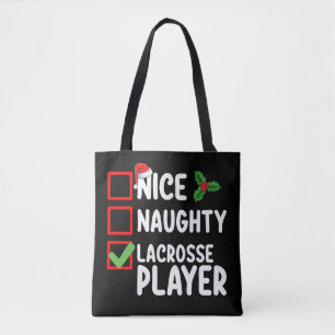 Schöne unartige Lacrosse-Spieler-Weihnachtsliste Tasche