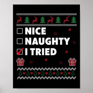 Schöne Unartige Liste Hässliches Weihnachtsdesign Poster