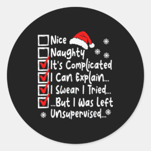 Schöne Unartige Multi-Checkliste Lustige Weihnacht Runder Aufkleber
