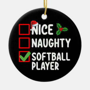 Schöne unartige Softball-Spielerin Weihnachtsliste Keramik Ornament