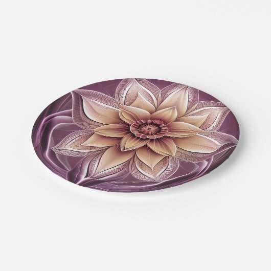 Schöne und Atemberaubende Moderne Fantasy Lotus Bl Pappteller (Schrägansicht)