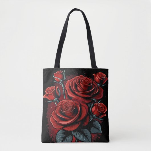 Schöne und Atemberaubende Rote Rose Blumendesign Tasche (Vorderseite)