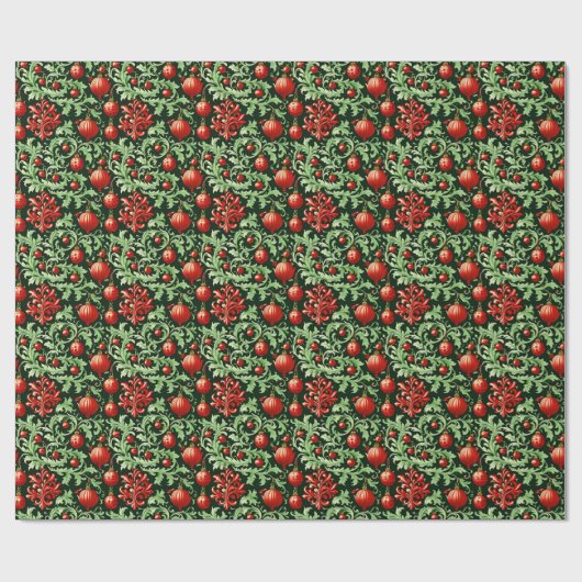 Schöne und elegante Damask Weihnachtsfeiertage Geschenkpapier (Flach)