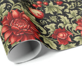 Schöne und elegante Damask Weihnachtsfeiertage Geschenkpapier (Rolleneckpunkt)