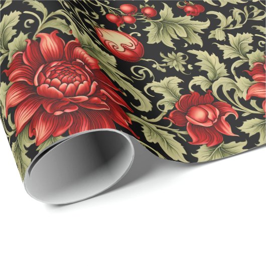 Schöne und elegante Damask Weihnachtsfeiertage Geschenkpapier (Rolleneckpunkt)