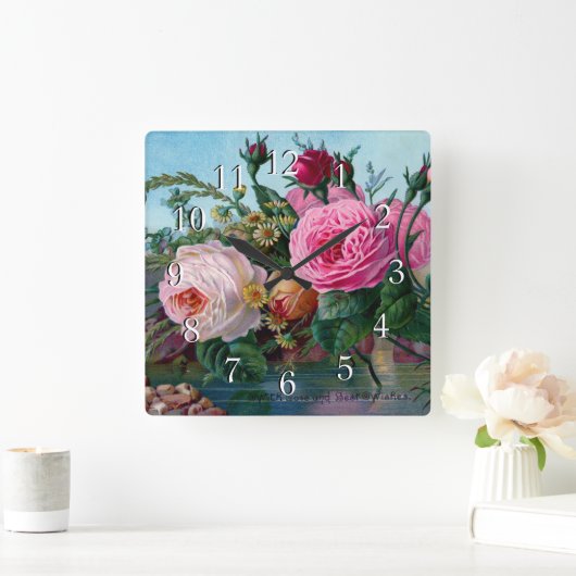 Schöne und elegante Rose Quadratische Wanduhr (Zuhause)