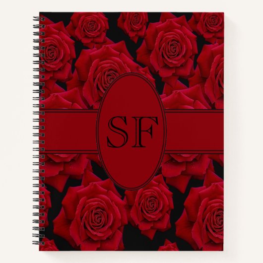 Schöne und elegante Rote Rose Bloom - Monogramm Notizblock (Vorderseite)