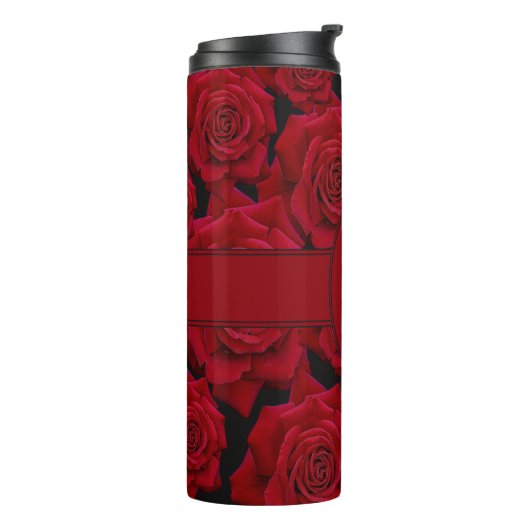 Schöne und elegante Rote Rose Bloom-Monogramm Thermosbecher (Nach links gedreht)