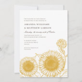 Schöne und elegante Sonnenblumen Hochzeit im Herbs Einladung (Vorderseite)