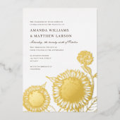 Schöne und elegante Sonnenblumen Hochzeit im Herbs Folieneinladung (Vorderseite)