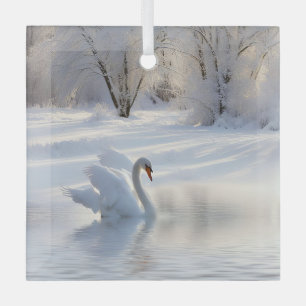 Schöne und elegante Swan Weihnachtsfeiertage Ornament Aus Glas