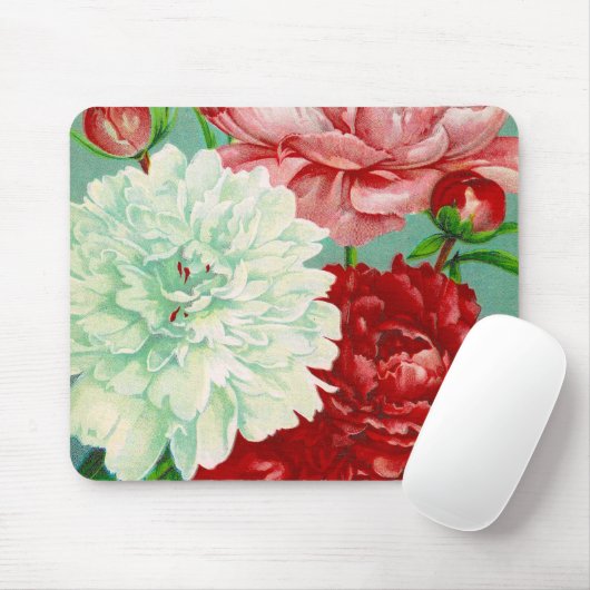 Schöne und elegante Vintage Peonies Mousepad (Mit Mouse)