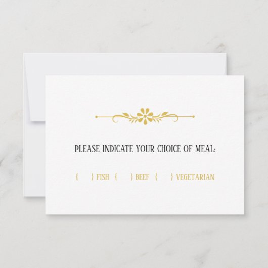 Schöne und elegante weiße und goldene RSVP-Karte RSVP Karte (Rückseite)