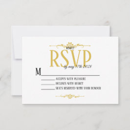 Schöne und elegante weiße und goldene RSVP-Karte RSVP Karte
