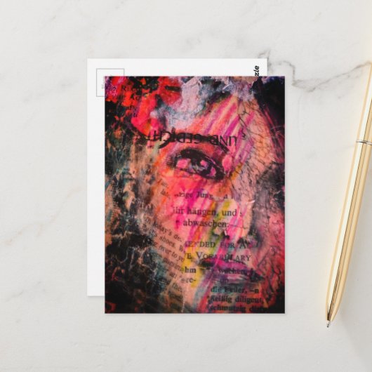 schöne und farbenfrohe abstrakte Gesicht-Mixed-Med Postkarte (Vorderseite/Rückseite Beispiel)