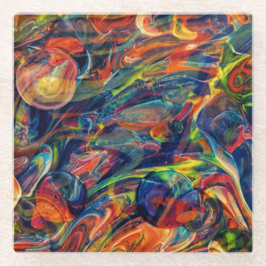 Schöne und farbenfrohe Abstrakte Kunstwerke Glasuntersetzer (Vorderseite)
