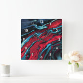 Schöne und farbenfrohe Abstrakte Kunstwerke Quadratische Wanduhr (Zuhause)