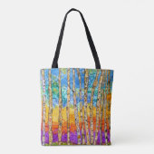 Schöne und farbenfrohe Aspen Trees Tote Tag Tasche (Rückseite)