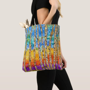 Schöne und farbenfrohe Aspen Trees Tote Tag Tasche