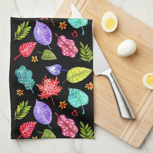Schöne und farbenfrohe Blätter Küche Handtuch (Viertel Falte)