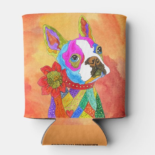 Schöne und farbenfrohe Boston Terrier Dosenkühler (Rückseite)