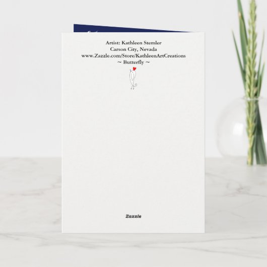 Schöne und farbenfrohe Butterfly-Grußkarte Dankeskarte (Rückseite)