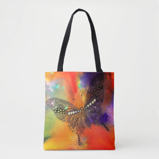 Schöne und farbenfrohe Butterfly Tote Tasche (Vorderseite)