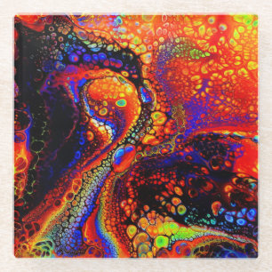 Schöne und farbenfrohe geschmolzene Flüssigkeit Glasuntersetzer