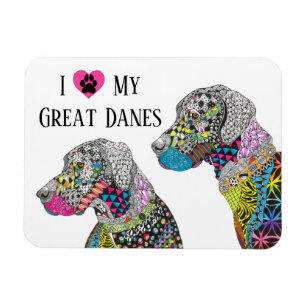 Schöne und farbenfrohe Great Danes Magnet 3"x4"