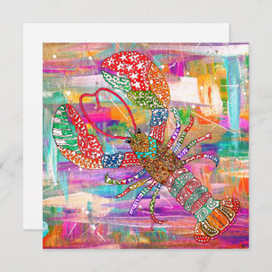 Schöne und farbenfrohe Hummer Grußkarte