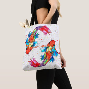 Schöne und farbenfrohe Koi Fish Tote Tasche