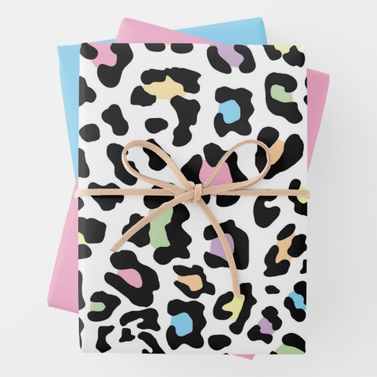 Schöne und farbenfrohe Leopardendrucke Geschenkpapier Set (Beispiel)