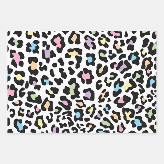 Schöne und farbenfrohe Leopardendrucke Geschenkpapier Set (Vorderseite)